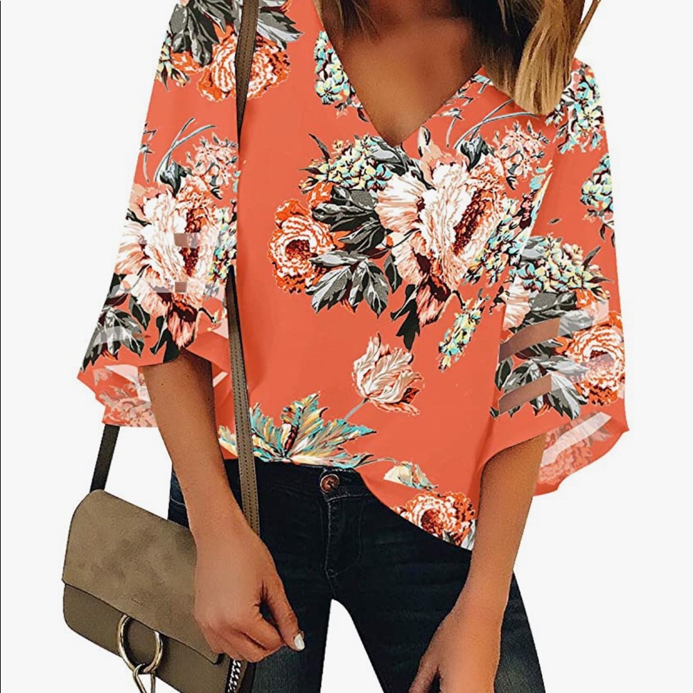 Floral Blouse w/ Bell Sleeves